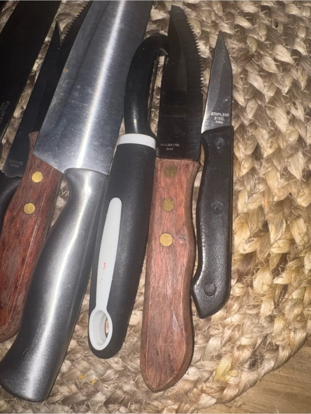 Assorted  Kitchen Knife Set - Stainless Steel & Wood Handles - Multi-Color